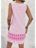 European & American Summer Plaid Print Casual Round Neck Dress for Women