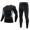 Men's Fleece-Lined Breathable Fitness Set: Warm Base Layer Tights & Long Sleeve Shirt for Running/Basketball