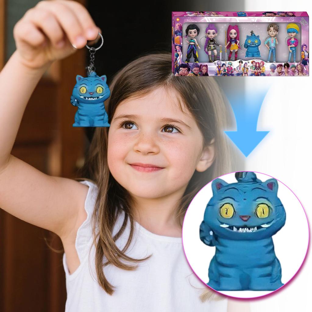 6-piece --Group Figure With Keychain, Windowed Gift Box Packaging