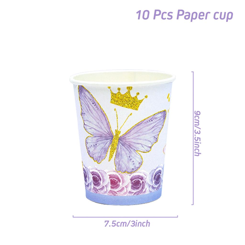 Butterfly Disposable Tableware Plate Cup Napkin Sets Baby Shower One Year Old 1st 2nd Birthday Girl Party Decoration Butterfly