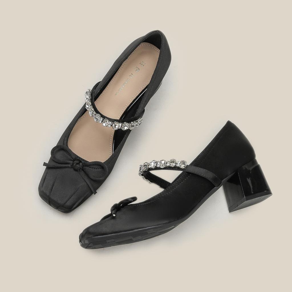 Celebrity Stříbrné Boty Mary Jane Dámská Mašle Silný podpatek Malé Kožené Boty Letní Culottes Nosit vysoké podpatky