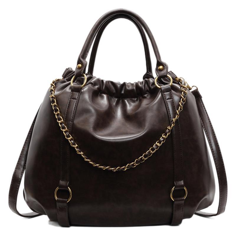 Retro Literary and Handmade Women's Bags 2025 New PU Pleated Trendy Bags Women's Portable Crossbody Shoulder Bags Soft Leather