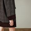 Chuyu Women's 100% Lamb Wool Plaid Tweed Corduroy Overcoat