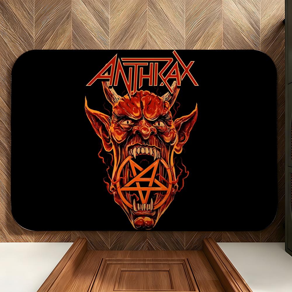 Music A-Anthrax Floor Mat Soft Flannel Entrance Door Mat Non Slip Absorbent Bathroom Bedroom Floor Rug