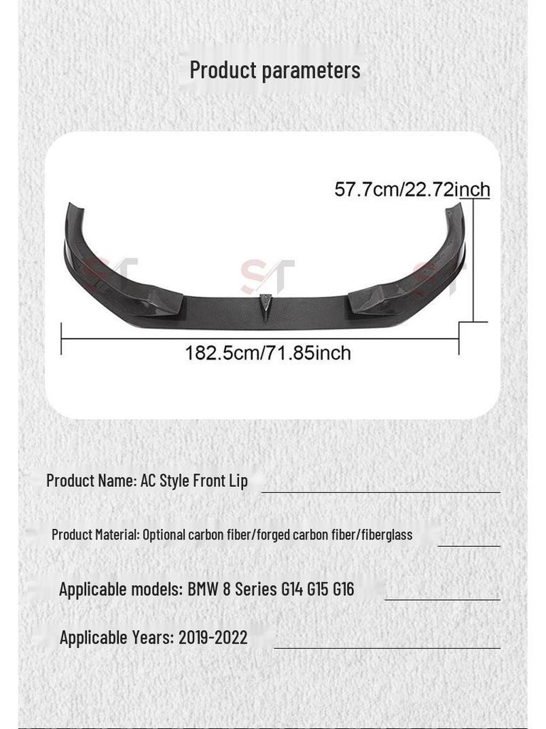 BMW 8 Series G14/G15/G16 Carbon Fiber Front Lip Spoiler Kit
