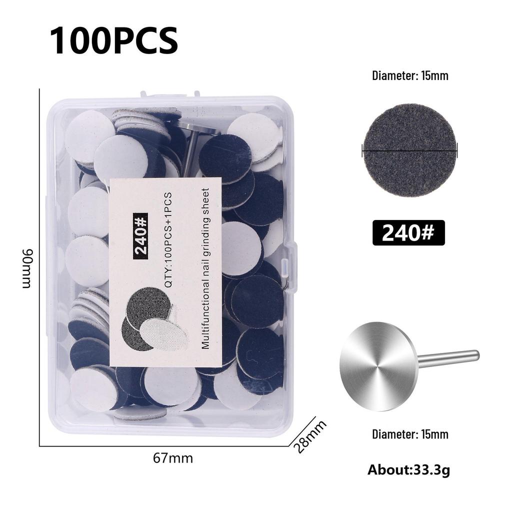 Nail Art Sand Disc for Polishing, Shaping, and Filing Extension Nails - 100 Pieces