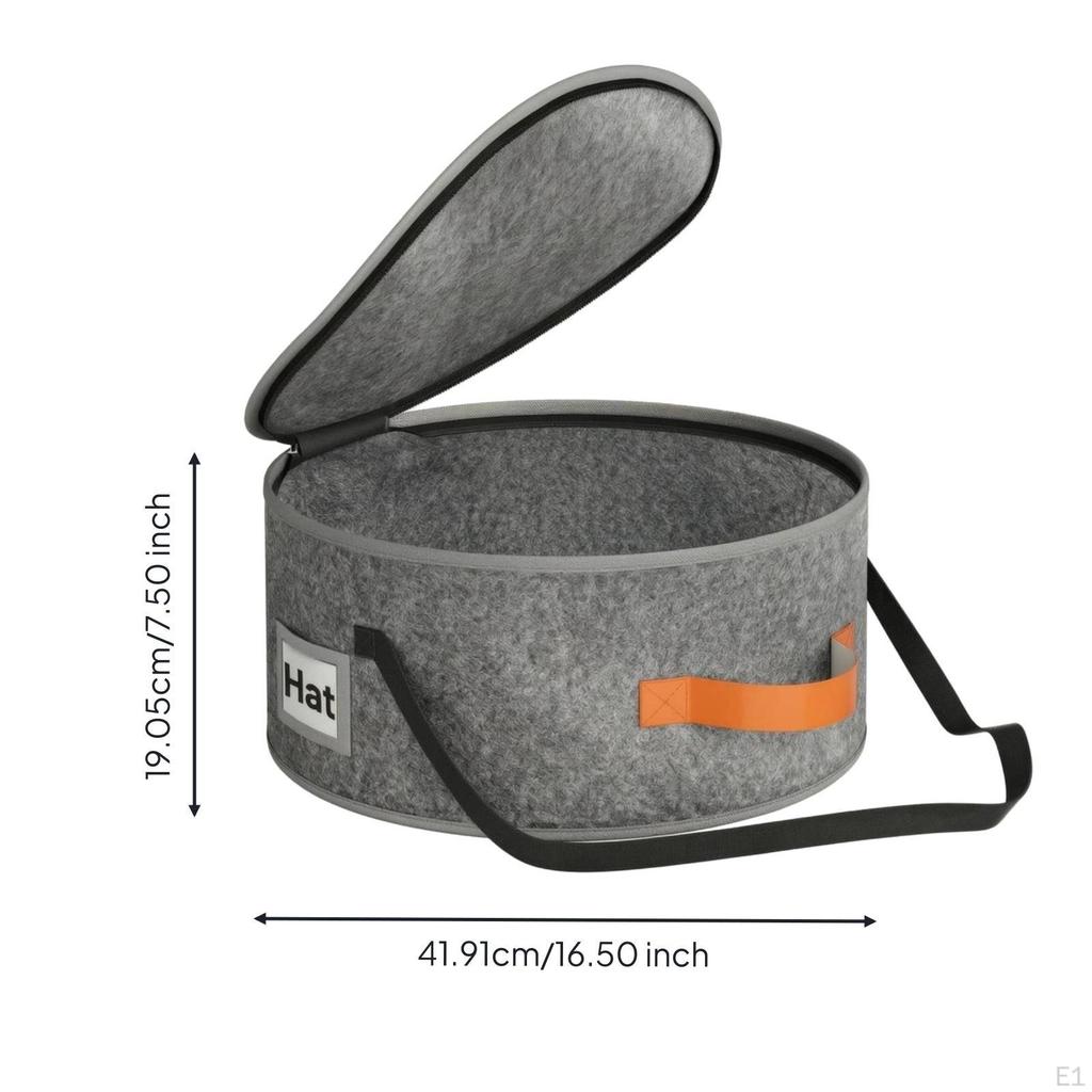 Zippered Hat Storage Case Carrying Strap Felt