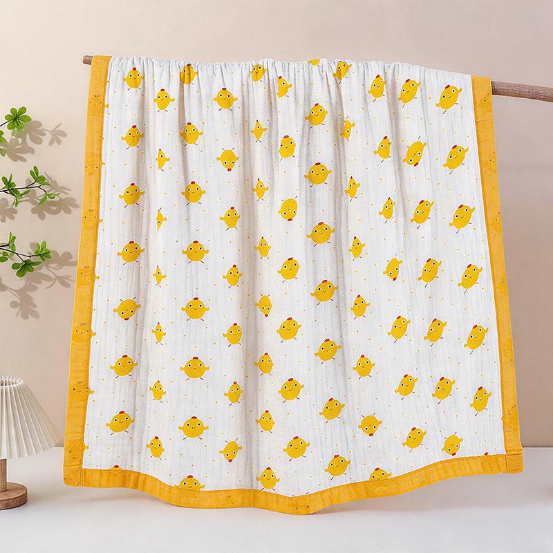 Grade A All-Cotton 6-Layer Baby Bath Towel - Soft, Absorbent, Printed Gauze for Newborns