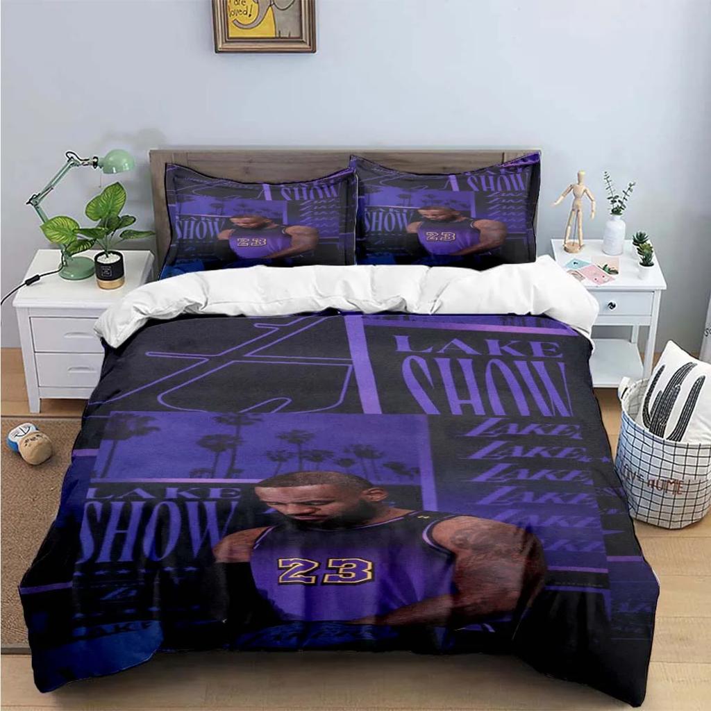 2025 Fashion Basketball Star A-LeBron J-James Printing Bedding Set Duvet Cover Comforter Bed  Youth Kids Girl Boys Birthday Gift