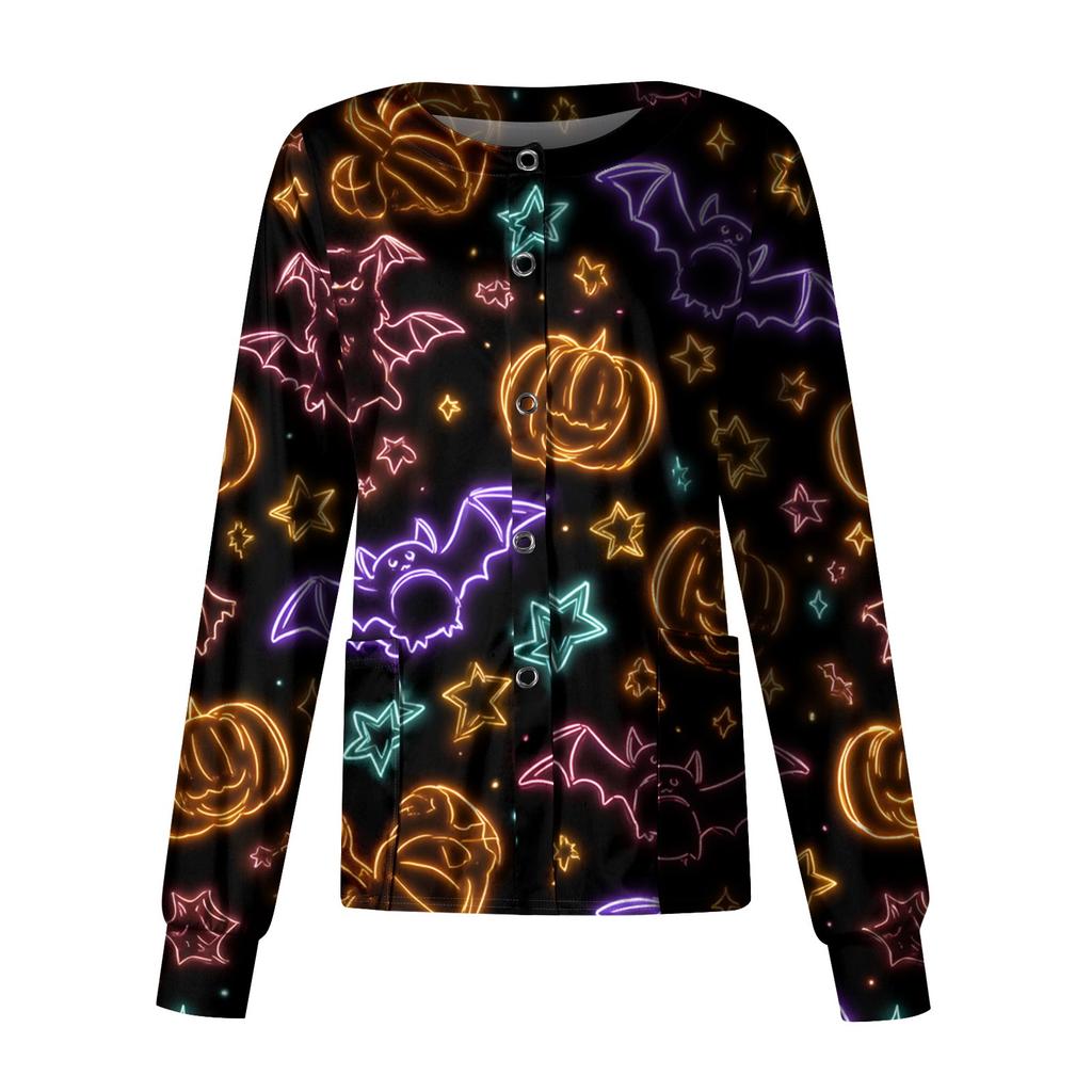 Women's Casual Long Sleeve Single Breasted  Printed Dry-nurse Top