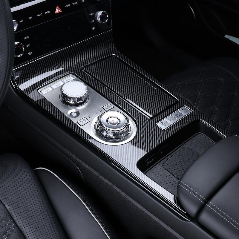 Carbon Fiber Stripe Central Console Panel Sticker Gear Shift Cover For Genesis G80 2025 2026 Accessories LHD