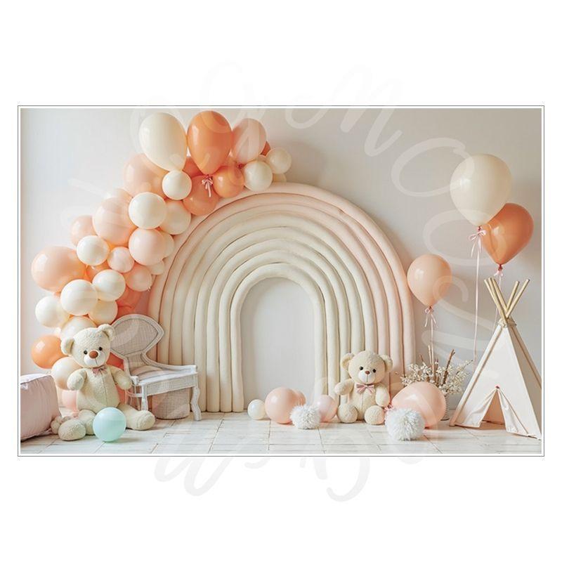 Balloon Cartoon Background Fabric  Children's Birthday Party Decoration Background Wall Fabric  Pet Photography Background Fabric