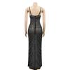Rhinestone Mesh See-Through Camisole Bustier Long Dress