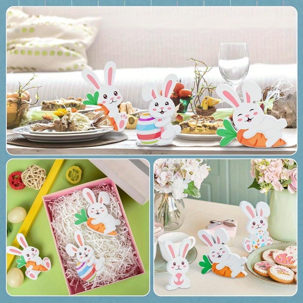 5pcs,Wooden Easter Bunny Decoration Bunny Shape Wooden Sign Freestanding Bunny Tabletop Decor,Easter Decorations and Ornaments