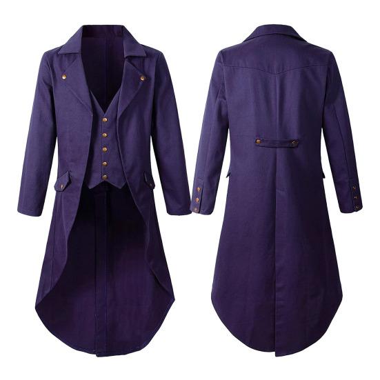 Slim-Fit Tuxedo Jacket Lapel Long-Sleeved Retro Dress Jacket Medieval Style Suit Jacket Festive Parties Wear