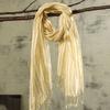 Japanese Pure Linen Yellow Stripes Fresh Literary And Artistic Fan Women Fringed Scarf Shawl Dual-Purpose Match