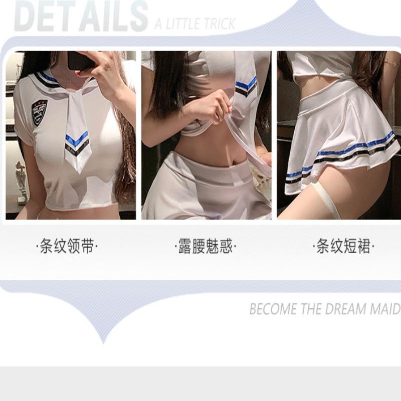 Women's Sexy Lingerie Sailor Style JK Uniform Temptation Sexy Hot Lingerie Flirting Butt-Exposing No-Need-to-Take-Off