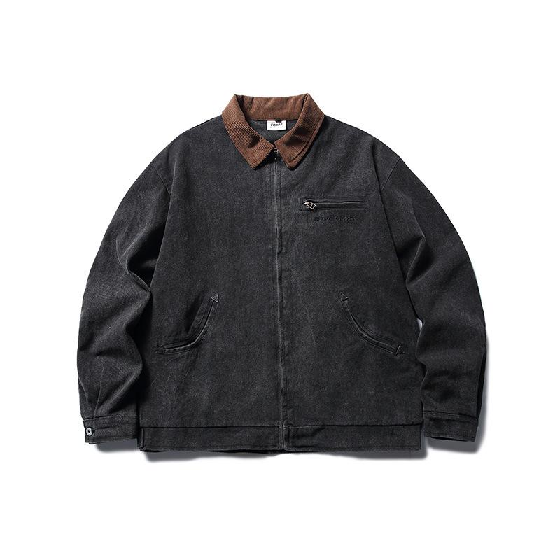 FORN3 Autumn 2026 Men s Corduroy Letter Embroidered Retro Lapel Cardigan Jacket Extra Large