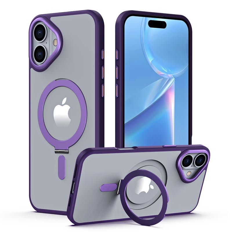 

For iPhone 16 Magnetic Case TPU+Acrylic Drop Protection Kickstand Phone Cover