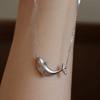 Silver Clavicle Chain Copper Zircon Pendant Fashion Whale Pendant Necklace  Daily
