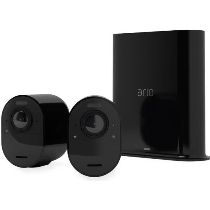 Arlo Ultra 2 - Pack De 2 Caméras De Surveillance Wifi Sans Fil - Noir - 4K - Batterie De 6 Mois - Champ De Vision À 180°