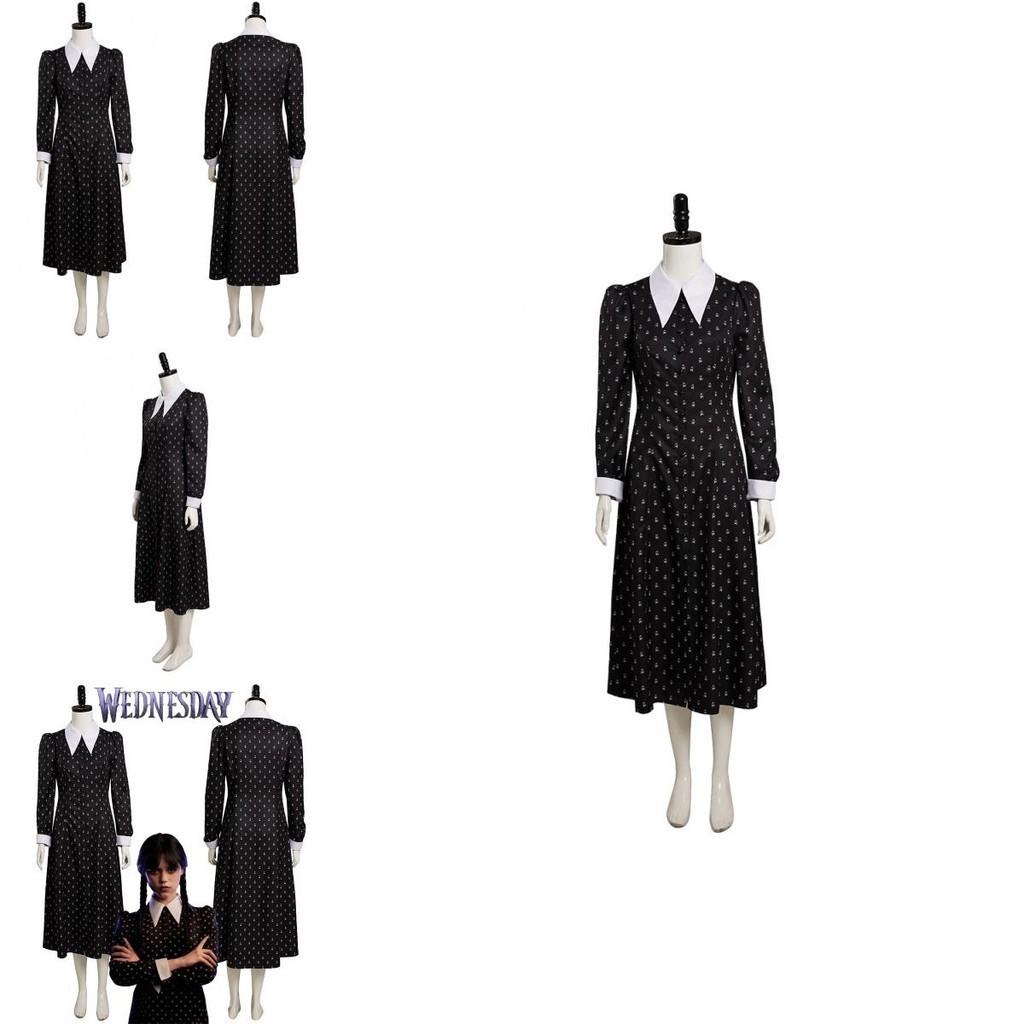Rodina Addamsových Středa Cosplay Kostým Černé Šaty Halloweenská Párty