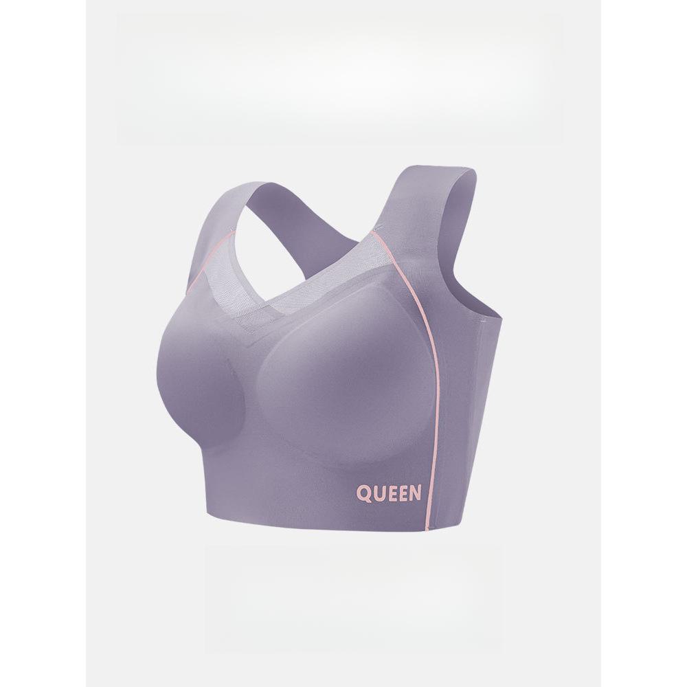 

Невидимое нижнее белье Женский тонкий бюстгальтер без косточек с фиксированной чашкой большого размера Спортивный бюстгальтер-жилет для красоты Бюстгальтер пуш-ап 2XL фиолетовый