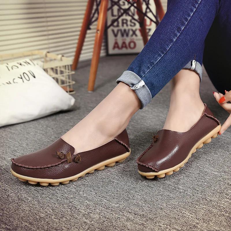 Shoe Spring Summer Flats Women Leather Shoes Woman's Soft Nurse Loafers for Woman Dance Shoes Driver Chaussures Femme