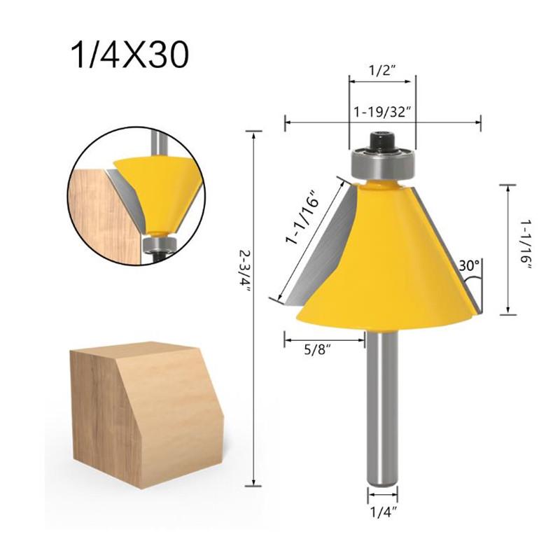 1/3pc 8MM Shank Chamfer Router Bit 15 22.5 30 Degree Milling Cutter for Wood Machine