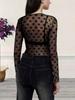 European & American Hot Style Lace Women's Mesh Club Top - See-through Base Shirt