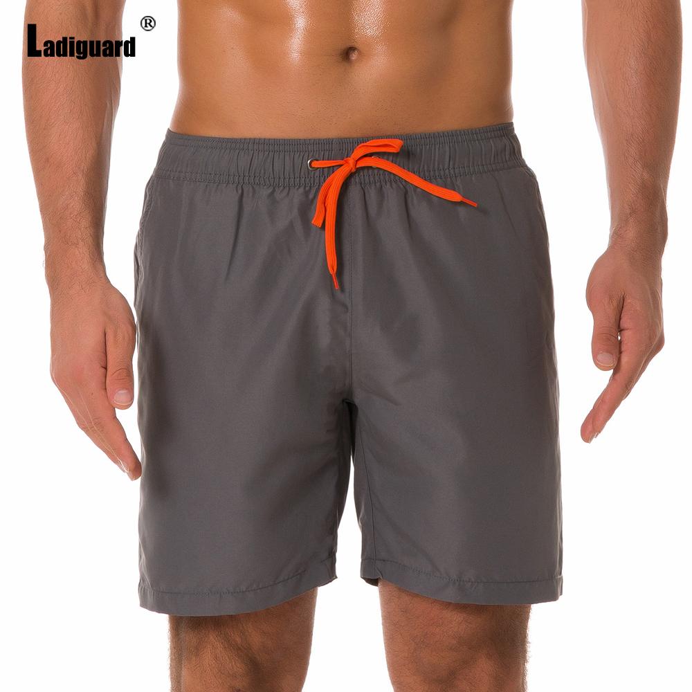 Ladiguard Plus size Men Leisure Flamingo Print Shorts 2022 Summer New Sexy Drawstring Shorts Male Casual Pocket Beach Half Pants