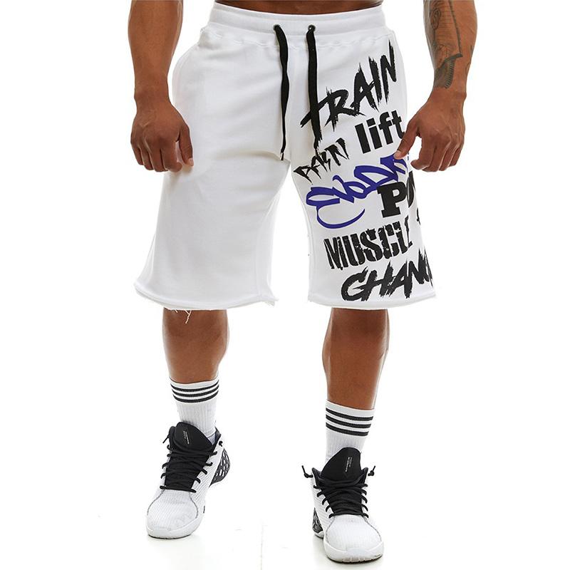 

Мужские хлопковые шорты, мужские свободные короткие брюки для фитнеса, бодибилдинга, мужские брендовые прочные спортивные штаны, шорты для фитнеса и тренировок XXL белый