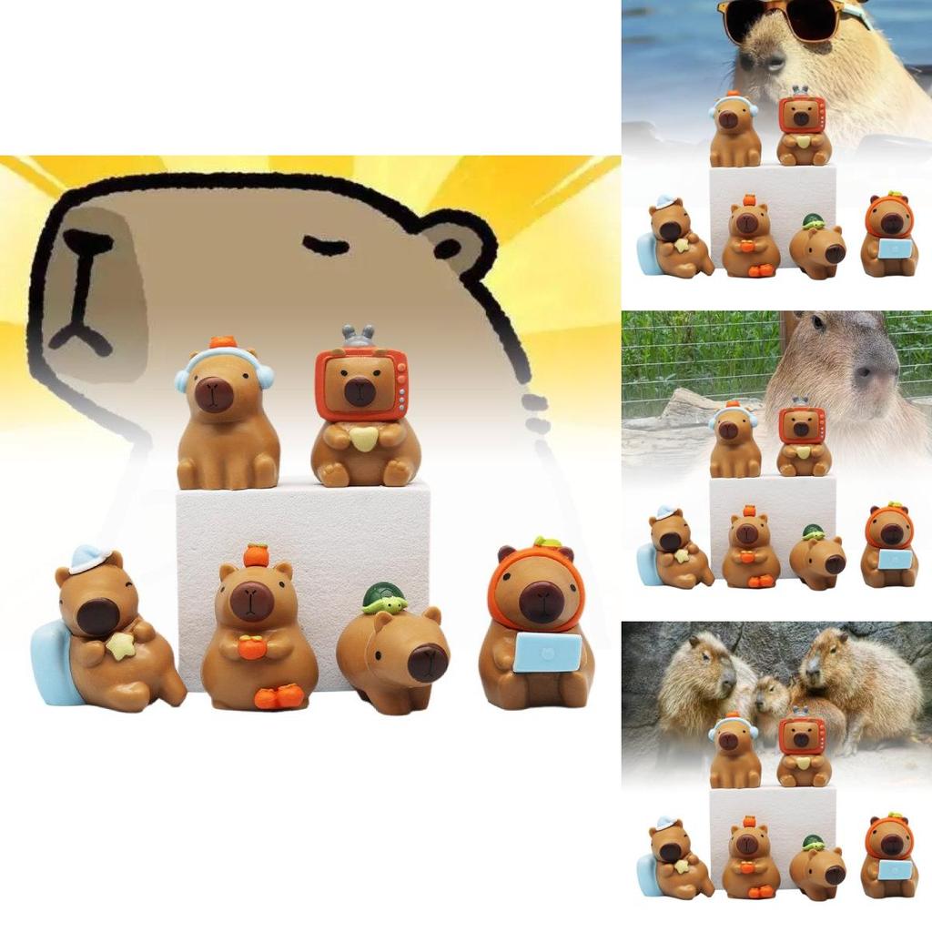 Adorable Capybara Figurine Cute Chubby Water Pig Creative Pvc Collectible Model Set
