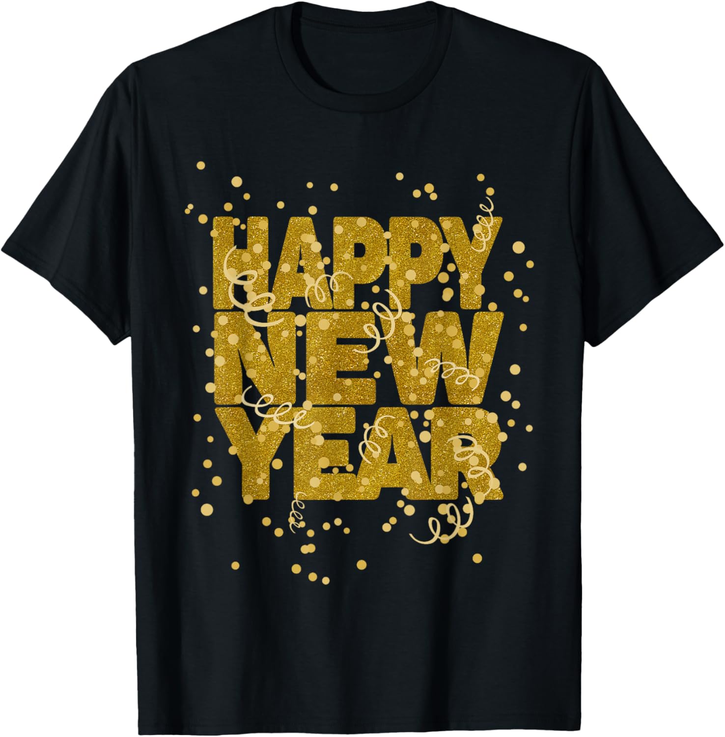 Happy New Year Glitter Confetti T-shirt S