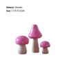3Pcs/Set Miniatures Wooden Painting Mushroom Ornaments Crafts Kids Gift for Desk Decoration