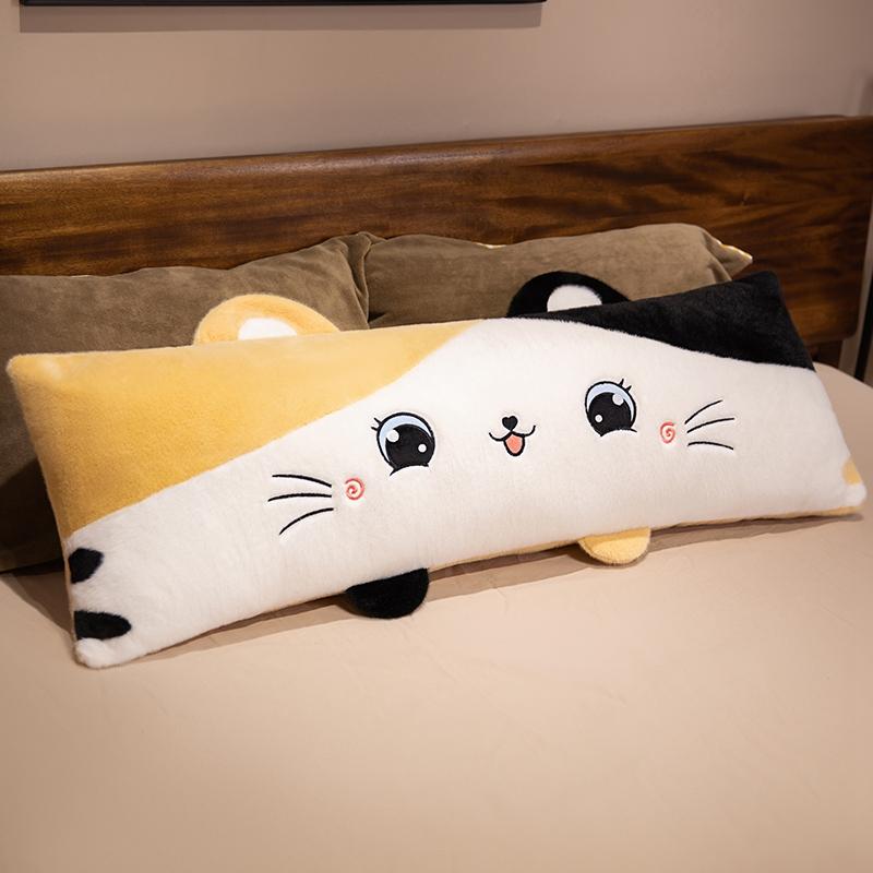 Nowa 60/90cm Urocza Pluszowa Poduszka Długa z Kotem Kreskówkowy Wypchany Pluszak Zabawka Dekoracja Łóżka Kanapy Idealny Prezent Urodziny Boże Narodzenie