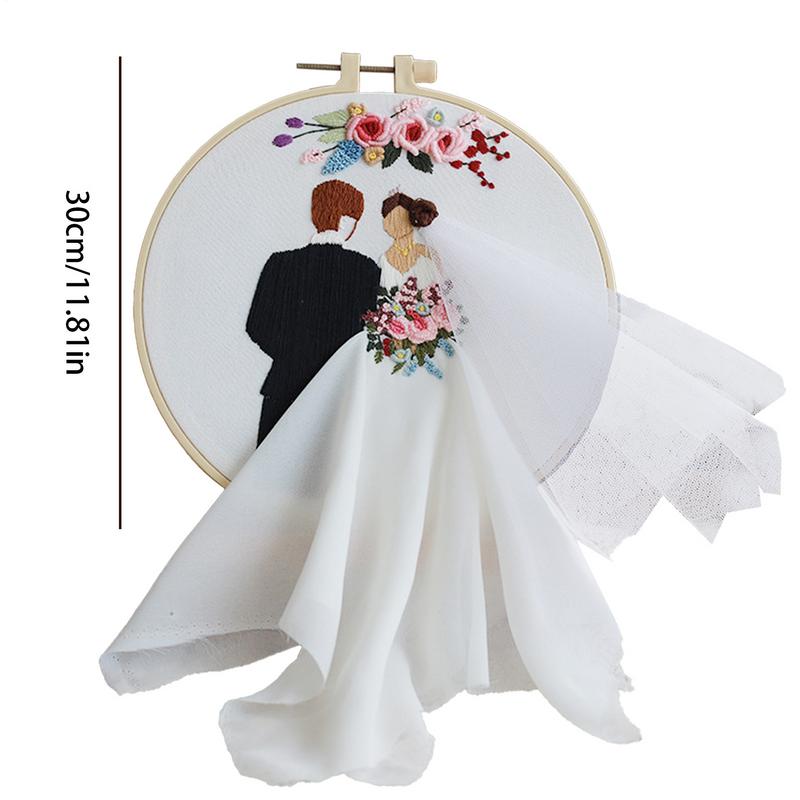 Embroidery Kit For Couple Punch Needle Set Crafts Embroidery Wedding Kit With Hoops And Color Threads For Beginners Adults