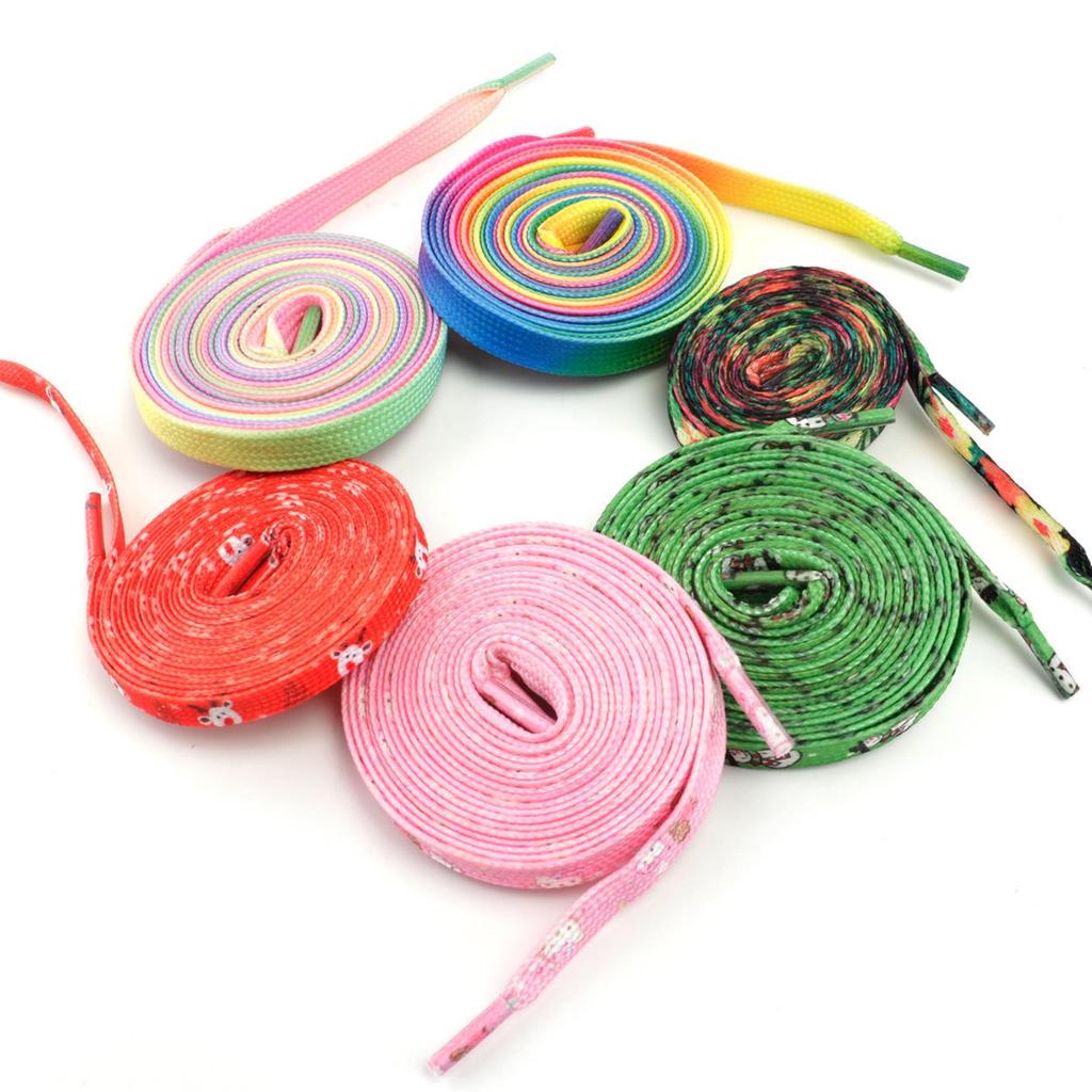 Colorful Rainbow Gradient Polyester Shoelaces for Sneakers and Canvas Shoes - Fun and Creative Laces for Kids