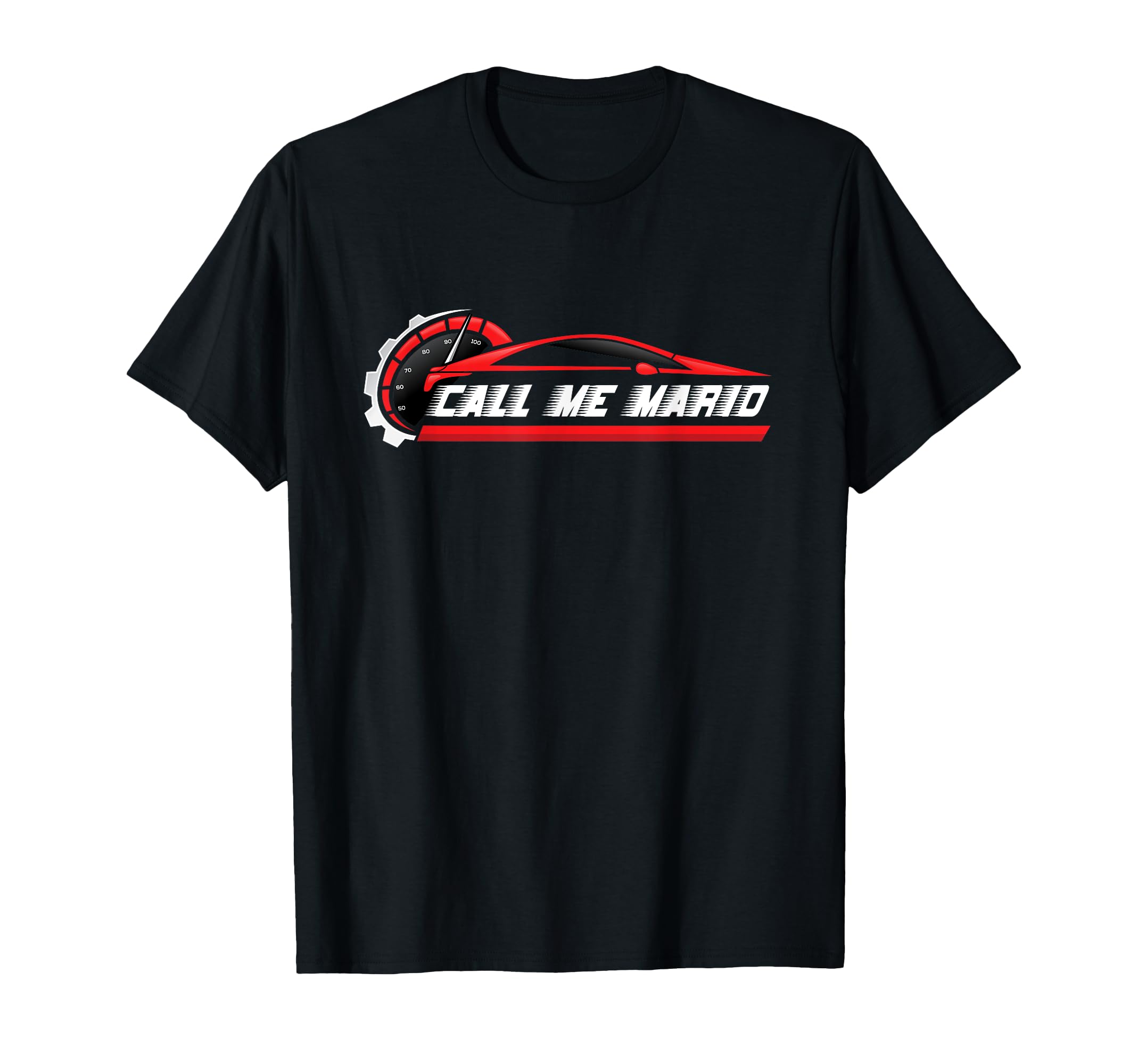

Футболка в подарок с забавным названием Call Me Mario Race Car Fast Driver Man чёрный