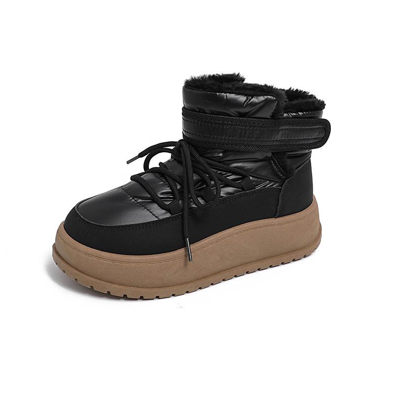 

K cold-proof and warm snow boots winter new waterproof and non-slip piled thickened cotton shoes 35 чёрный