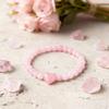 Festive Gifts Rose Quartz Beaded Bracelet With Heart Charm Sweet Fashion Jewelry For Women Daily Wear Simple Versatile Accessory