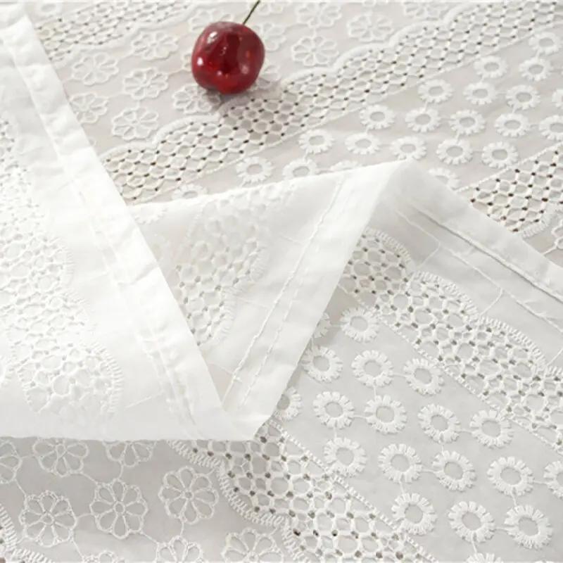 White Cotton Tablecloths Lace Rectangle Dust-Proof Table Cover For Birthday Party Kitchen Dinner Baby Shower Wedding Decorations