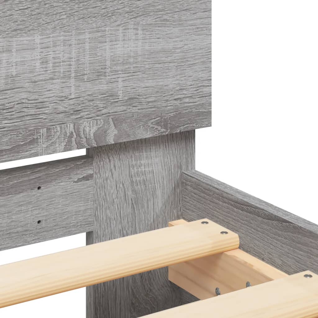 Bed Frame with Headboard Grey Sonoma 200x200 cm