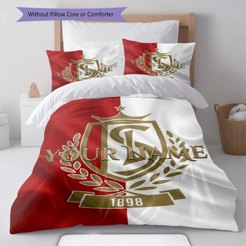 Crest Legacy Custom Name Pattern Bedding Quilt Set Quilt Cover Pillowcase Home Birthday Gift(1 * duvet cover + 2 * pillowcase, without core)