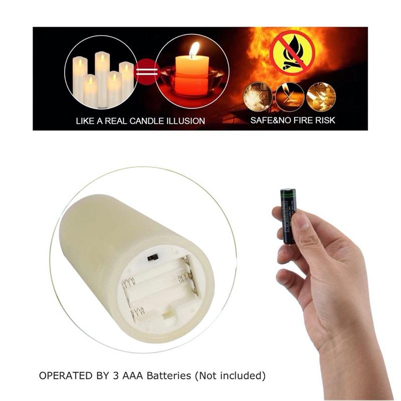 LED-Kerzen ohne Flamme, batteriebetrieben, LED-Säulen, echtes Wachs & beweglicher Docht, flackernde Kerze mit Fernbedienung