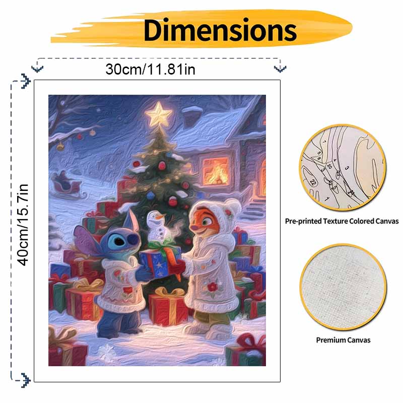 Disney Stitch and Nick Wilde Christmas Oil Painting Digital Painting Art Kit Handmade Diy Gifts Home Decorations