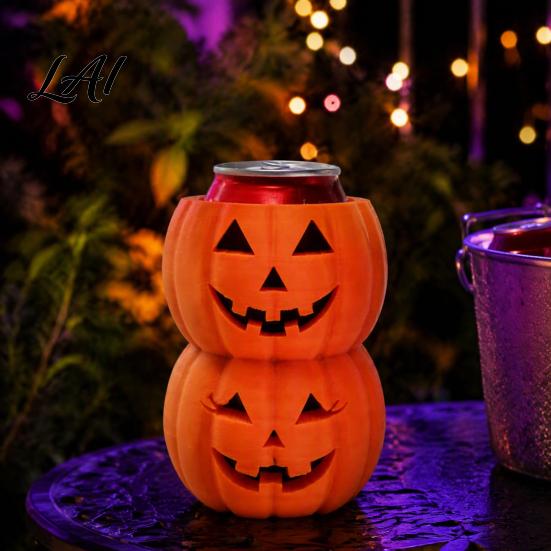 Ghost Face Soda Sleeve Halloween Pumpkin Drink Holder for 12oz Cans Double Stacked Beverage Can Decorative Cooler Party 3D Printed Heat Insulation