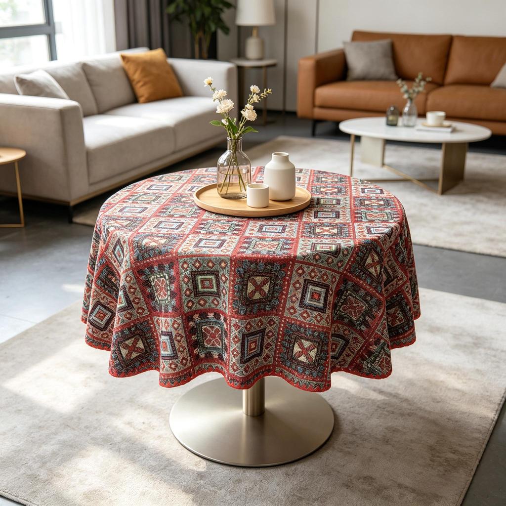 Esstisch Küchentisch Teetisch Heimgebrauch Kleiner runder Baumwolltischdecke