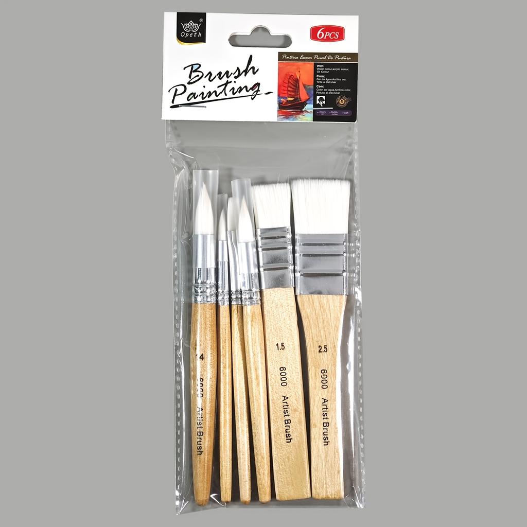 Premium Paint Brush Set with Wooden Handles - Versatile Nylon Bristles for Oil, Acrylic, Watercolor & Miniature Artwork - Includes Convenient