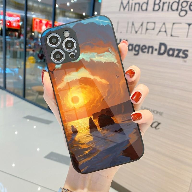 Cool Painting Art Phone Case For IPhone 14 13 12 11 Pro Max X XR XS 8 7 Plus Liquid Glass Color Phone Cover